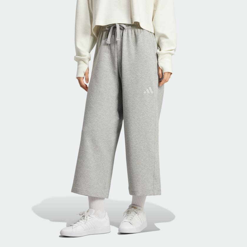 adidas ALL SZN Rib 7 8 Length Wide Leg Pants Grey adidas Belgium