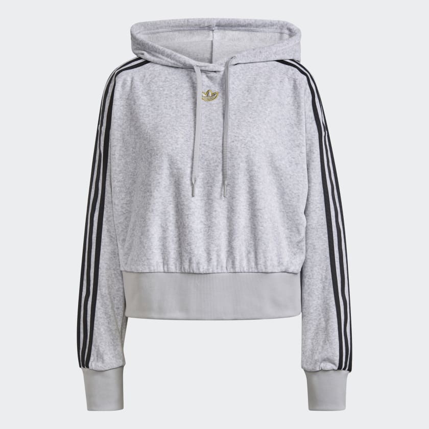 Grey cropped adidas hoodie sale
