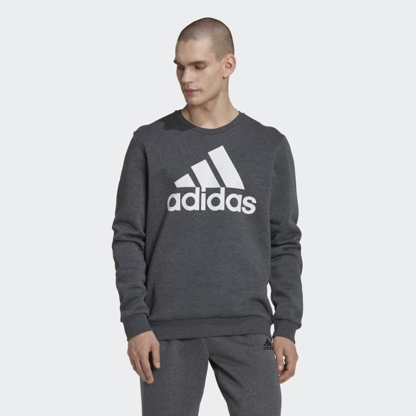 adidas Essentials Big Logo Sweatshirt - Grey | Men's Training | adidas US