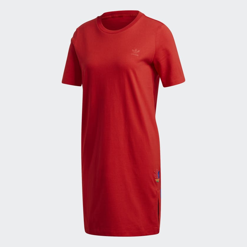 adidas Adicolor 3D Trefoil Tee Dress - Red | adidas Australia