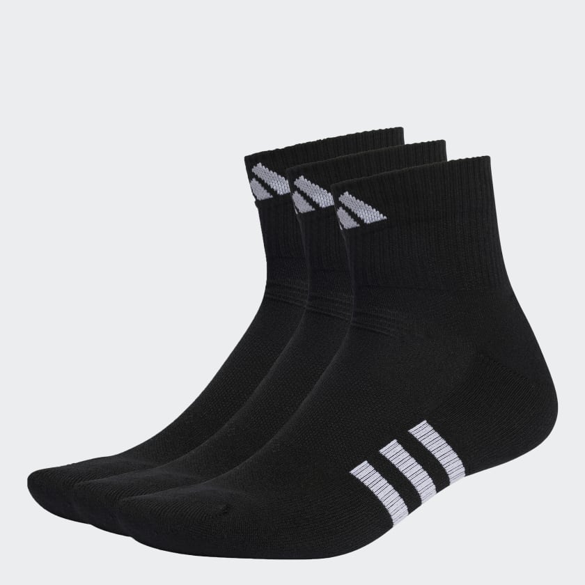adidas Performance Cushioned Mid-Cut Socks 3 Pairs - Black | Free ...