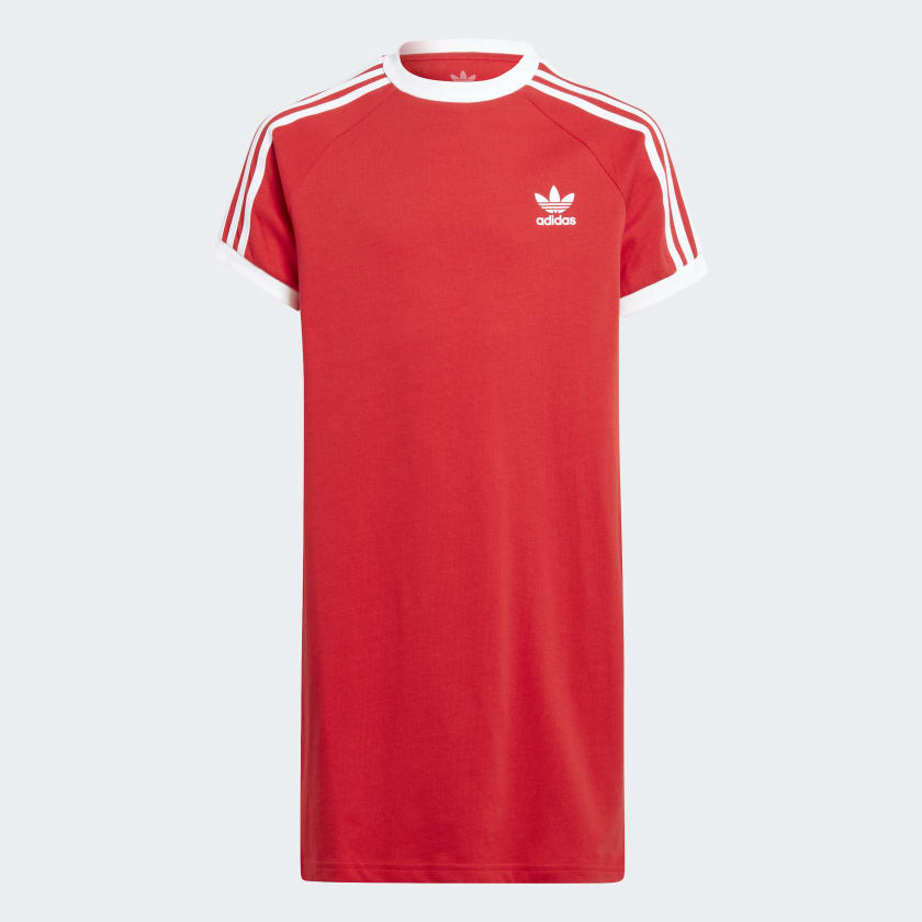 Adidas 3 stripe dress red sale