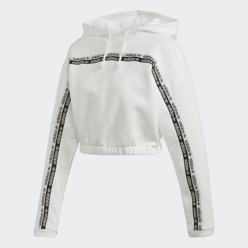 Adidas cropped hoodie white sale