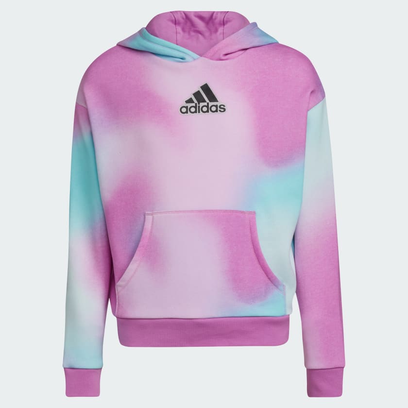 adidas Allover Print Logo Fleece Pullover Hoodie Purple Free Shipping with adiClub adidas US