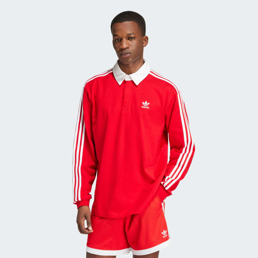 Polera con Cuello de Rugby Adicolor Rojo adidas adidas Chile