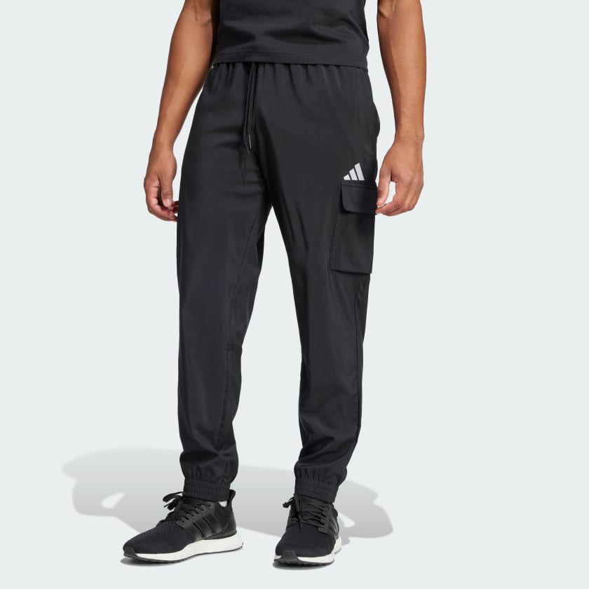 adidas Essentials Small Logo Cargo Joggers Black adidas UK
