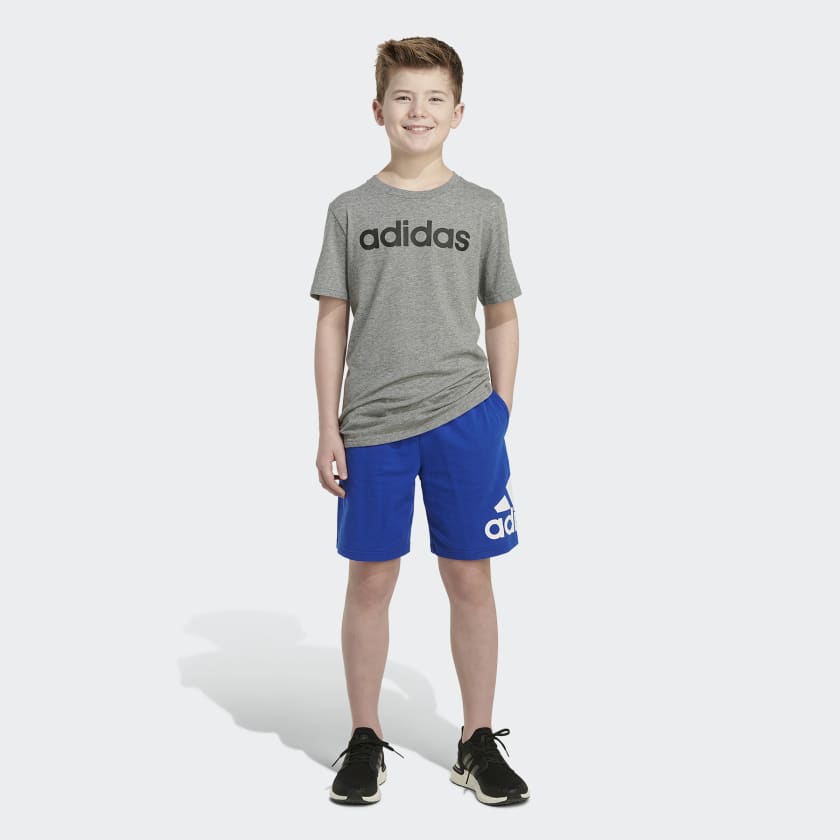 adidas Essential French Terry Badge of Sport Shorts - Blue | Kids ...