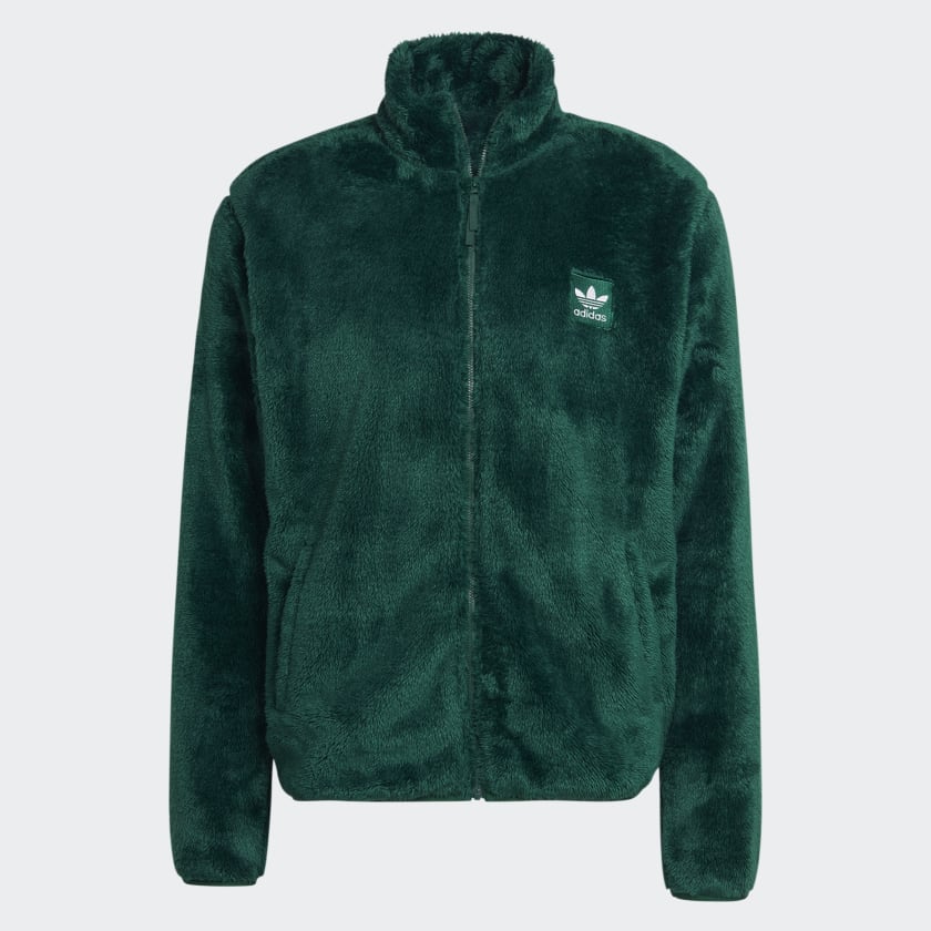 adidas Essentials Fluffy Fleece Track Jacket Green Free Shipping with adiClub adidas US