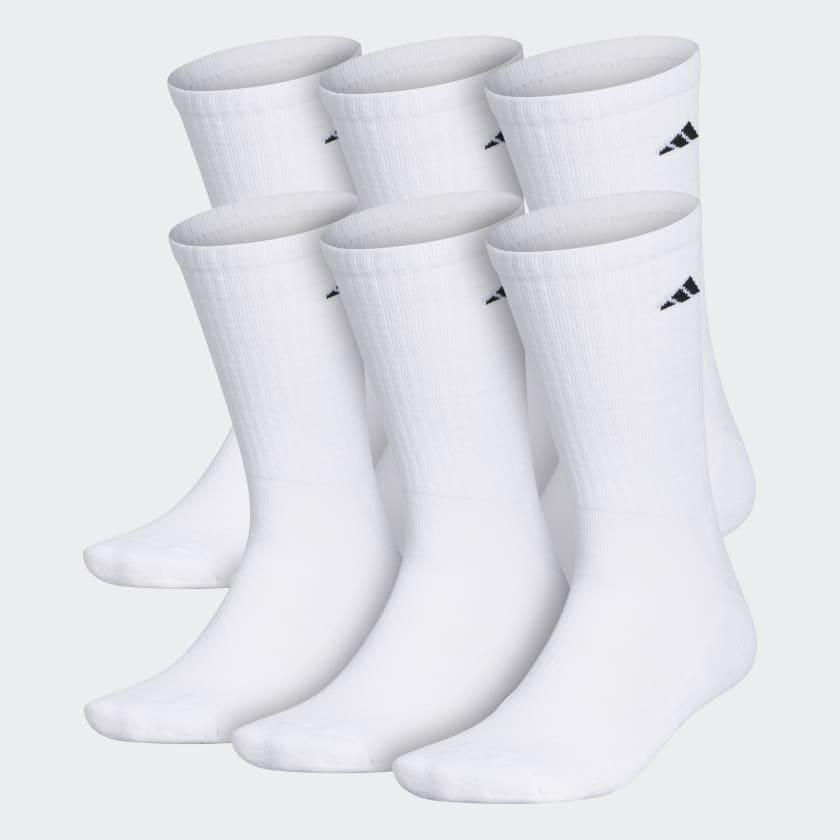 adidas Athletic Cushioned Crew Socks 6 Pairs - Grey, Men's Training