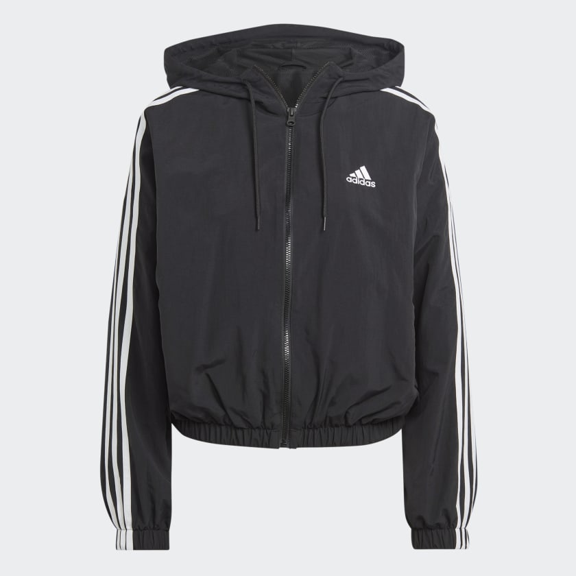 adidas Essentials 3 Stripes Woven Windbreaker Black Free Shipping with adiClub adidas US