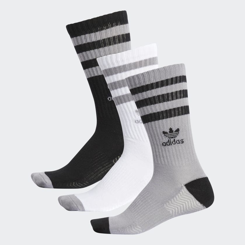 adidas Roller Crew Socks 3 Pairs - Grey | Free Shipping with adiClub ...