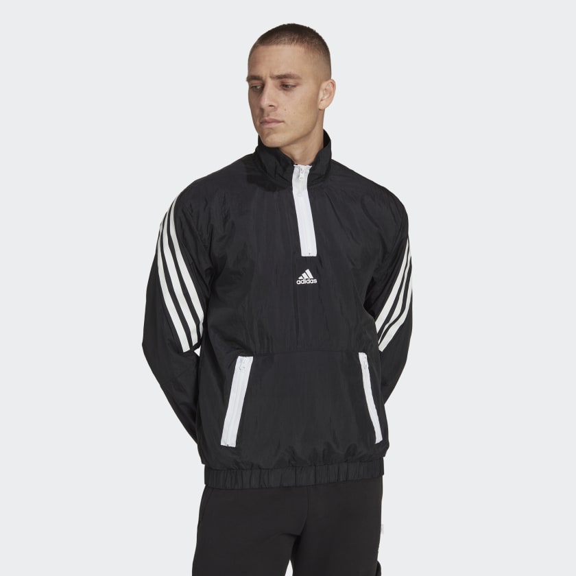 adidas Future Icons 3 Stripes Woven 1 4 Zip Sweater Black adidas Australia