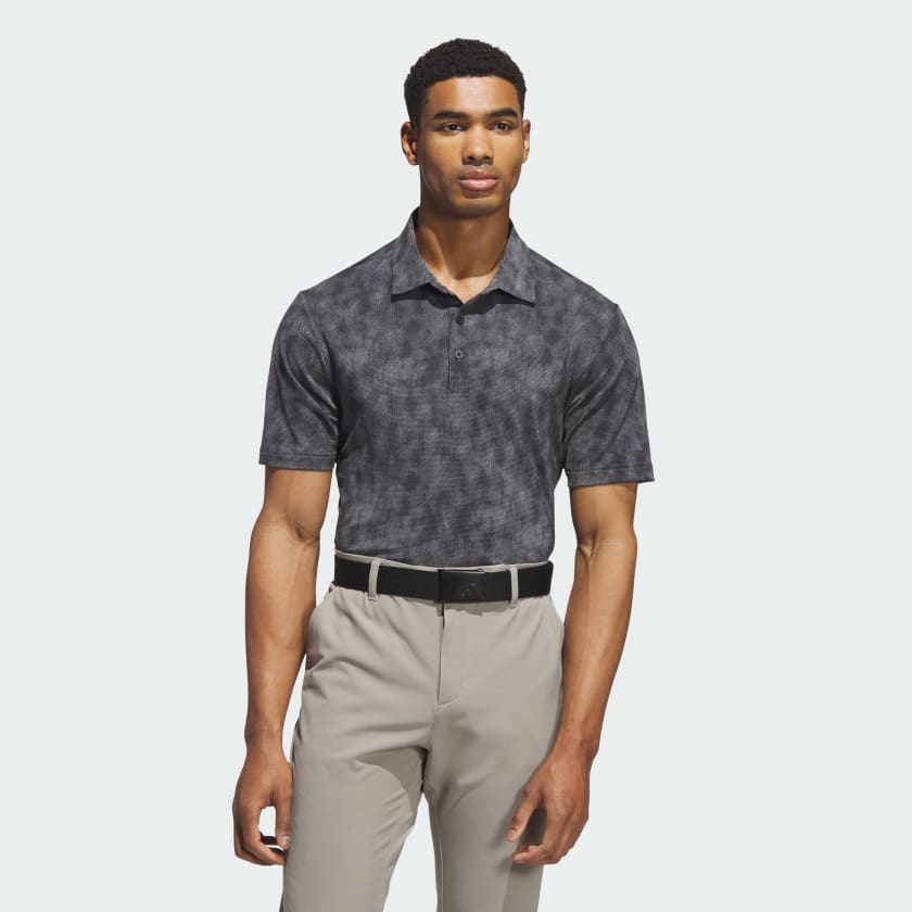 adidas Ultimate365 Textured Print Polo Shirt - Black | Free