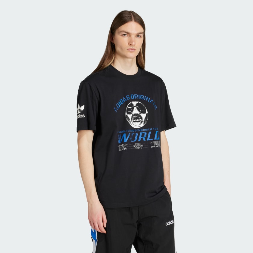 adidas 90s Soccer Graphic Tee - Black | Free Shipping with