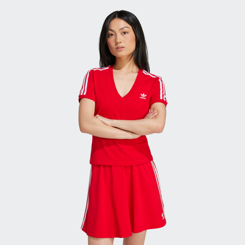 Womens red adidas t shirt hotsell