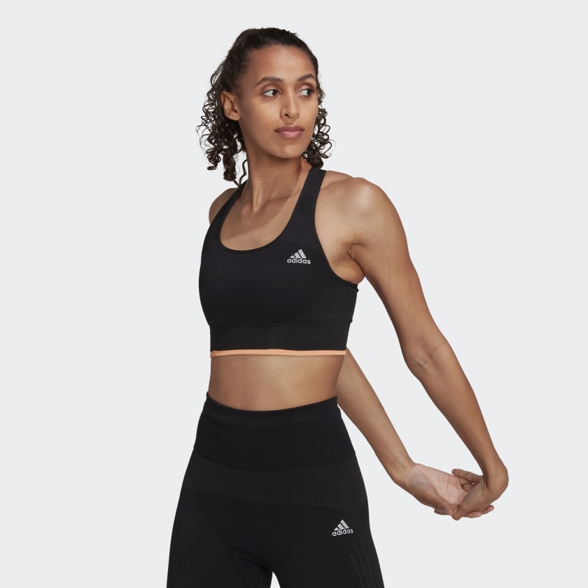 adidas Sports Bra Run Medium Support merino - Black/Orange Women