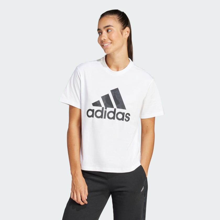 adidas Playera Floral Logo Grande Estampada Blanco adidas Mexico