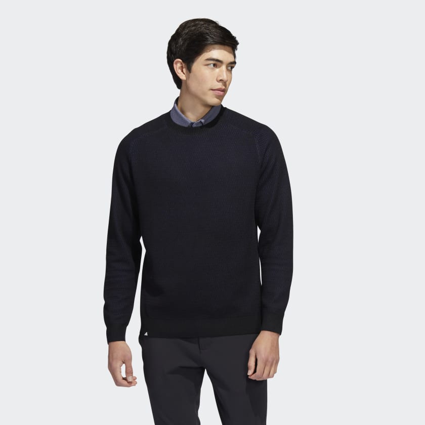 adidas Ultimate365 Tour Flat-Knit Crew Golf Sweatshirt - Black | adidas UK