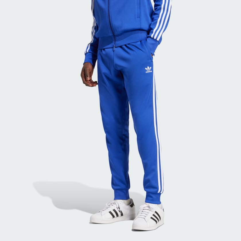 Blue adidas track pants cheap