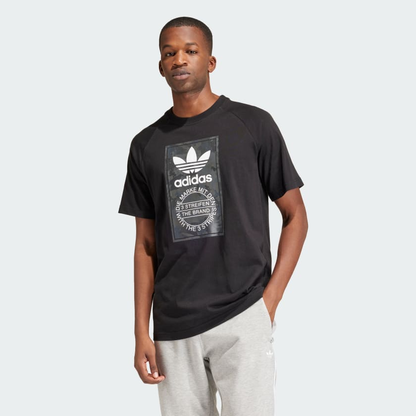 adidas Camo Tongue T Shirt Black adidas UK