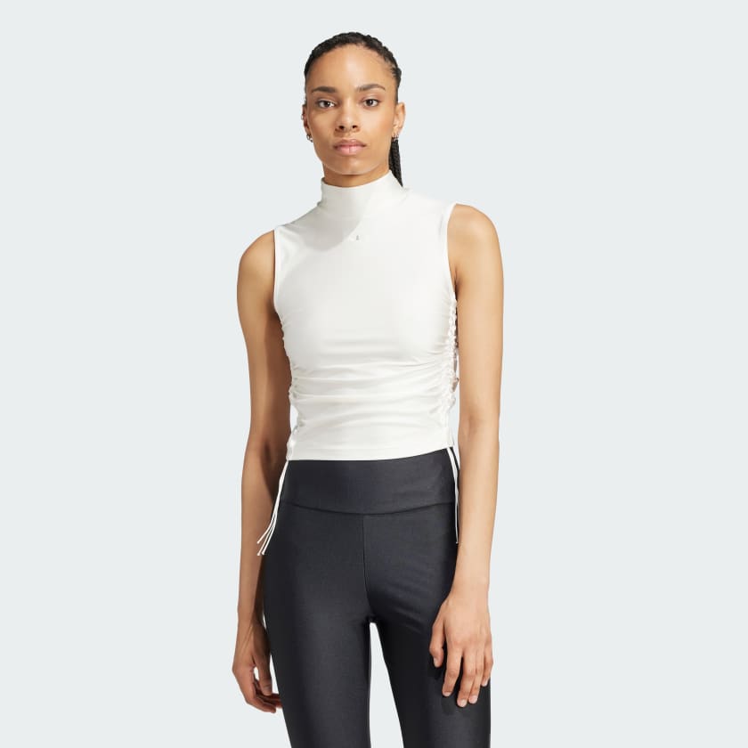 adidas Ruched 3 Stripes Crop Top White Free Shipping with adiClub adidas US