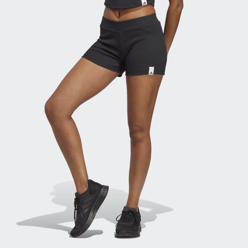 adidas Lounge Rib Booty Shorts - Black | adidas Canada