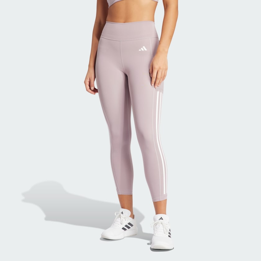 Women's adidas Techfit 3-Stripes 7/8 Tight Fit High Rise Leggings in Pink