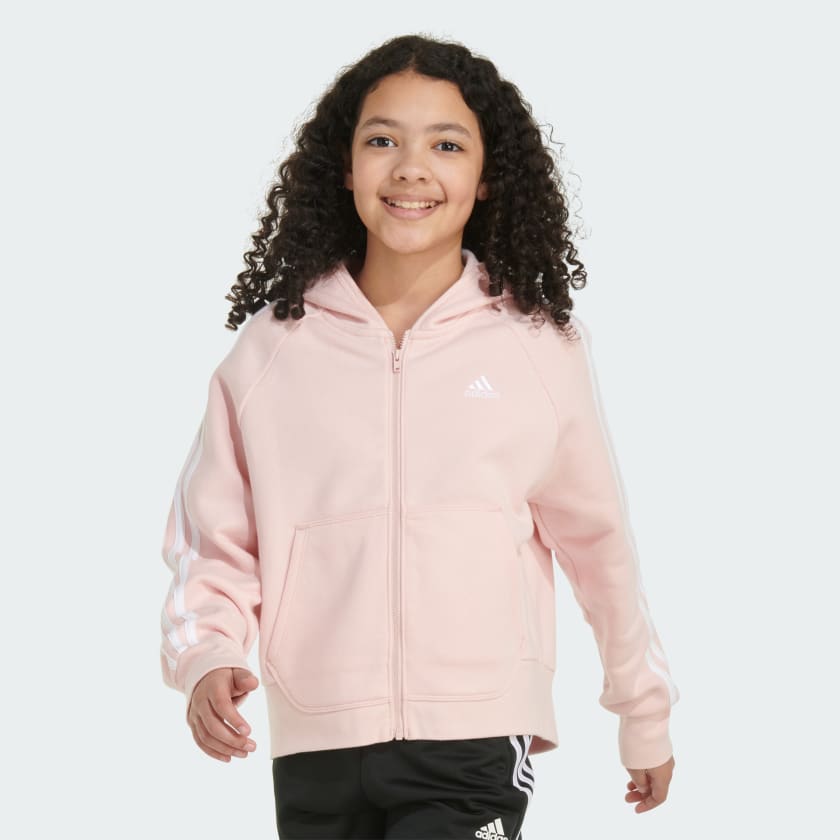 Adidas pink stripe jacket shop