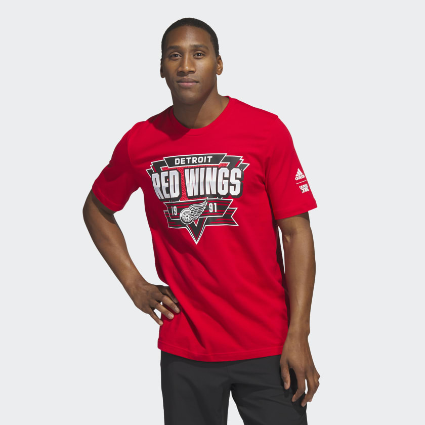 adidas Red Wings Playmaker Long Sleeve Tee - Black, Men's Hockey
