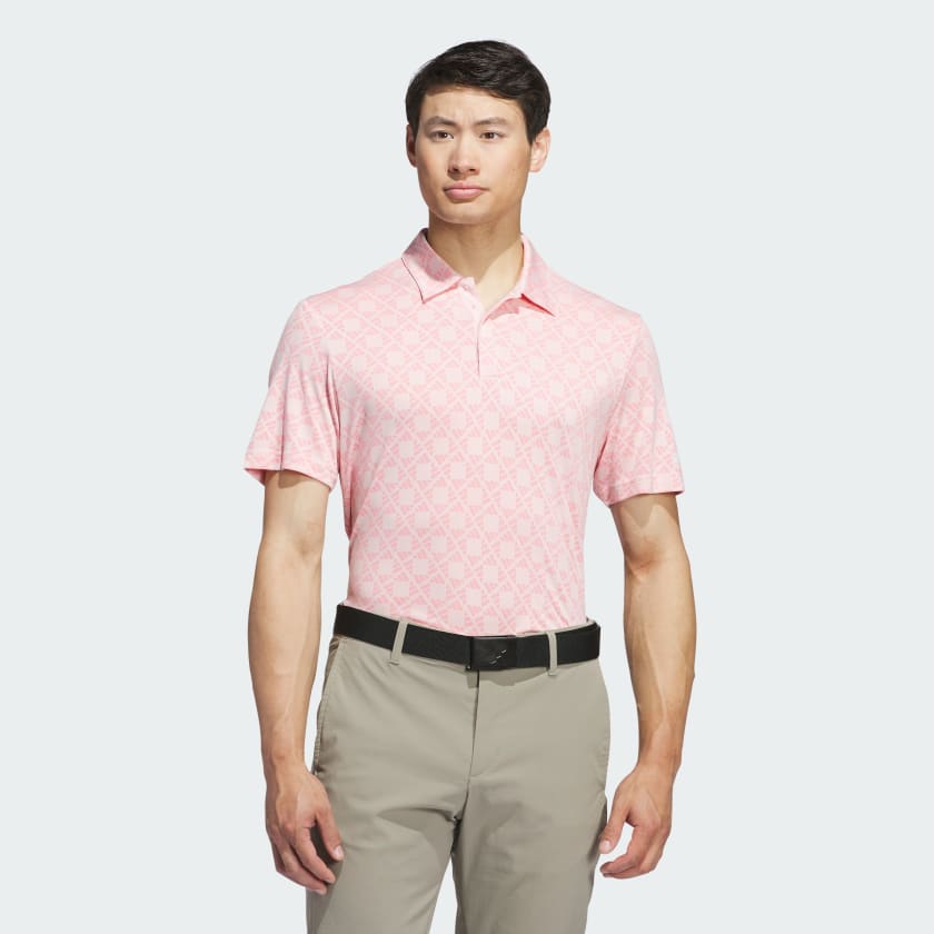 adidas Ultimate365 Tour HEAT.RDY Jacquard Polo Shirt Pink adidas UK
