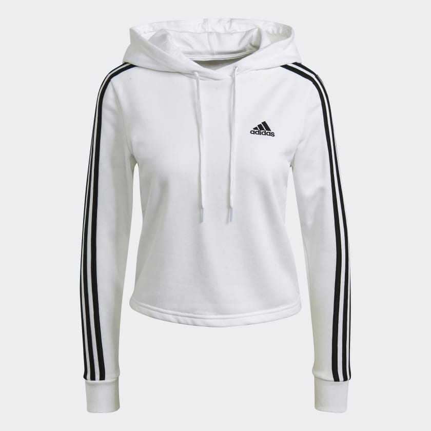 Sudadera con capucha Essentials Cropped 3 bandas Blanco adidas adidas Espana