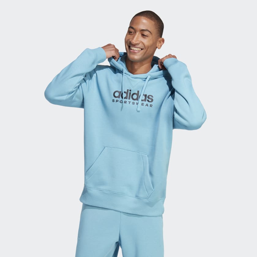 adidas SZN Fleece Graphic Hoodie - Blue Men's Lifestyle | adidas