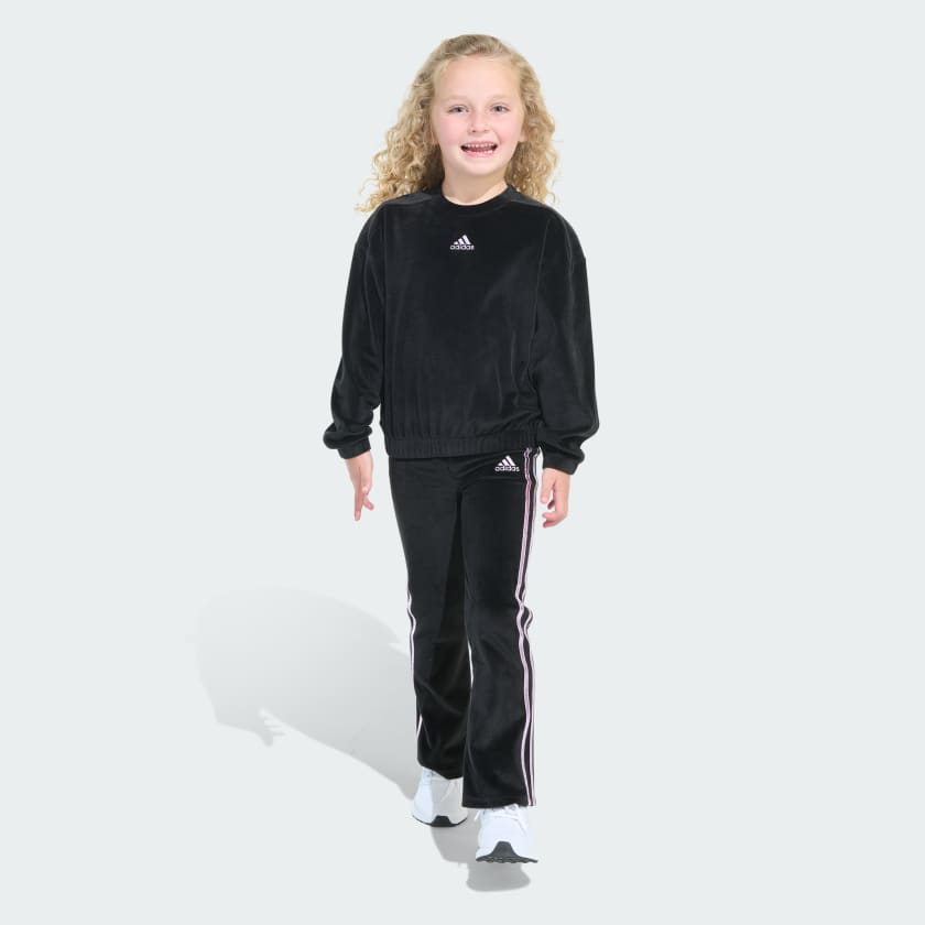 adidas Long Sleeve Crewneck Velour Set Kids Black Free Shipping with adiClub adidas US