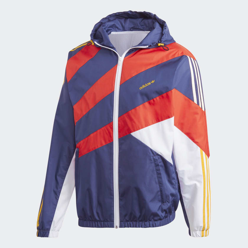 Adidas red white hotsell and blue windbreaker