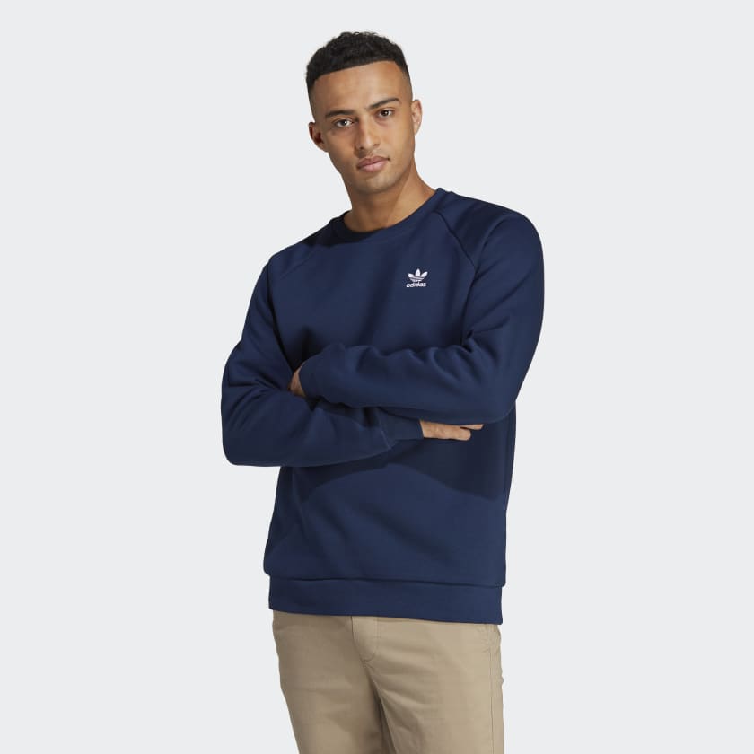 adidas Trefoil Essentials Crewneck Sweatshirt - Blue | adidas Canada
