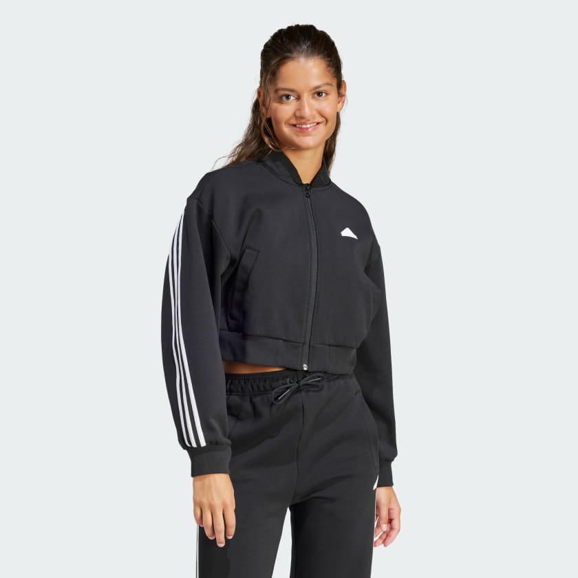 adidas Women's Lifestyle Future Icons 3-Stripes Bomber Jacket - Black ...
