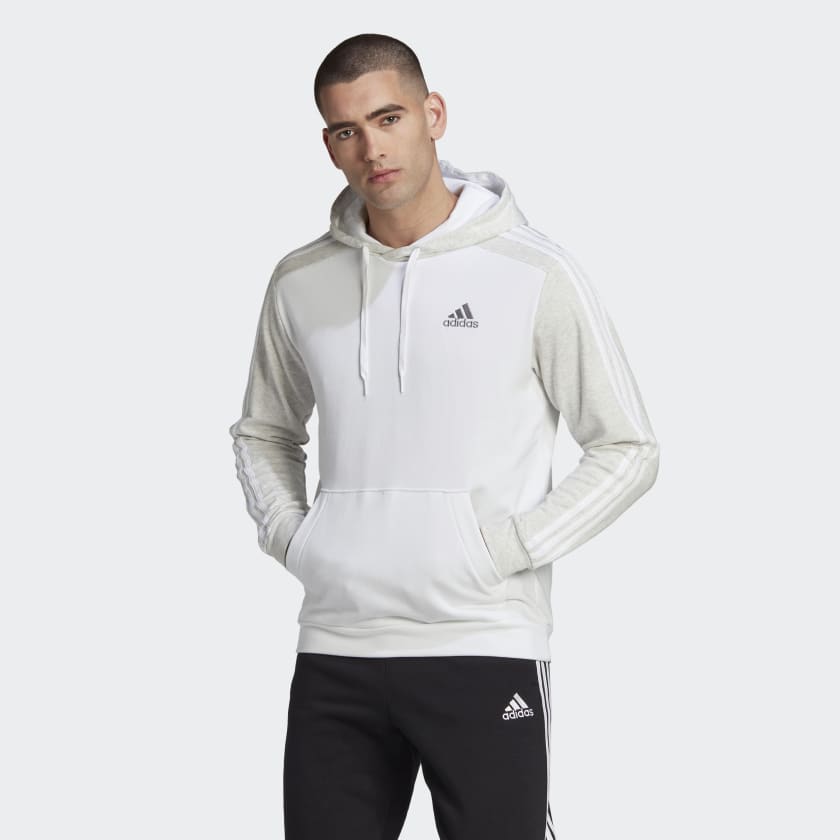 adidas Essentials Mélange French Terry Hoodie - White | Men's Training ...