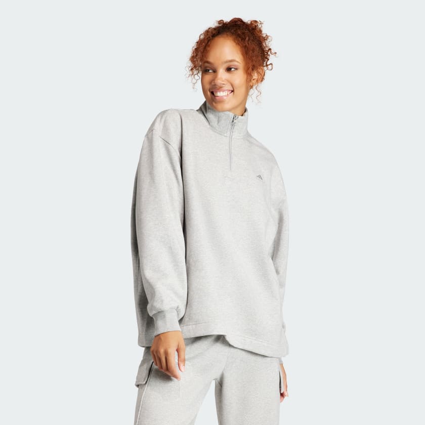 adidas ALL SZN Fleece US Grey Lifestyle Quarter-Zip | Women\'s adidas Sweatshirt | 