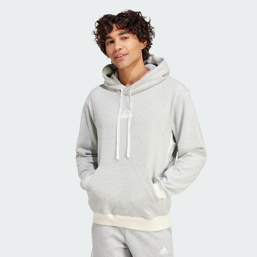 adidas Lounge French Terry Colored Mélange Hoodie - Grey, Men's Lifestyle