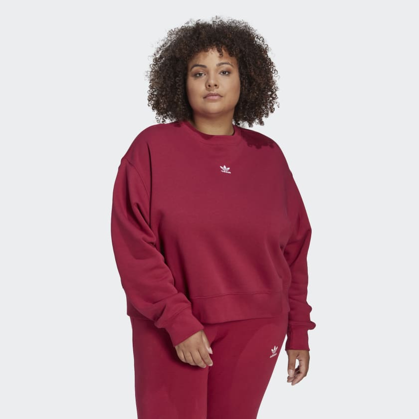 adidas Adicolor Essentials Crew Sweatshirt (Plus Size) - Red | Women's ...