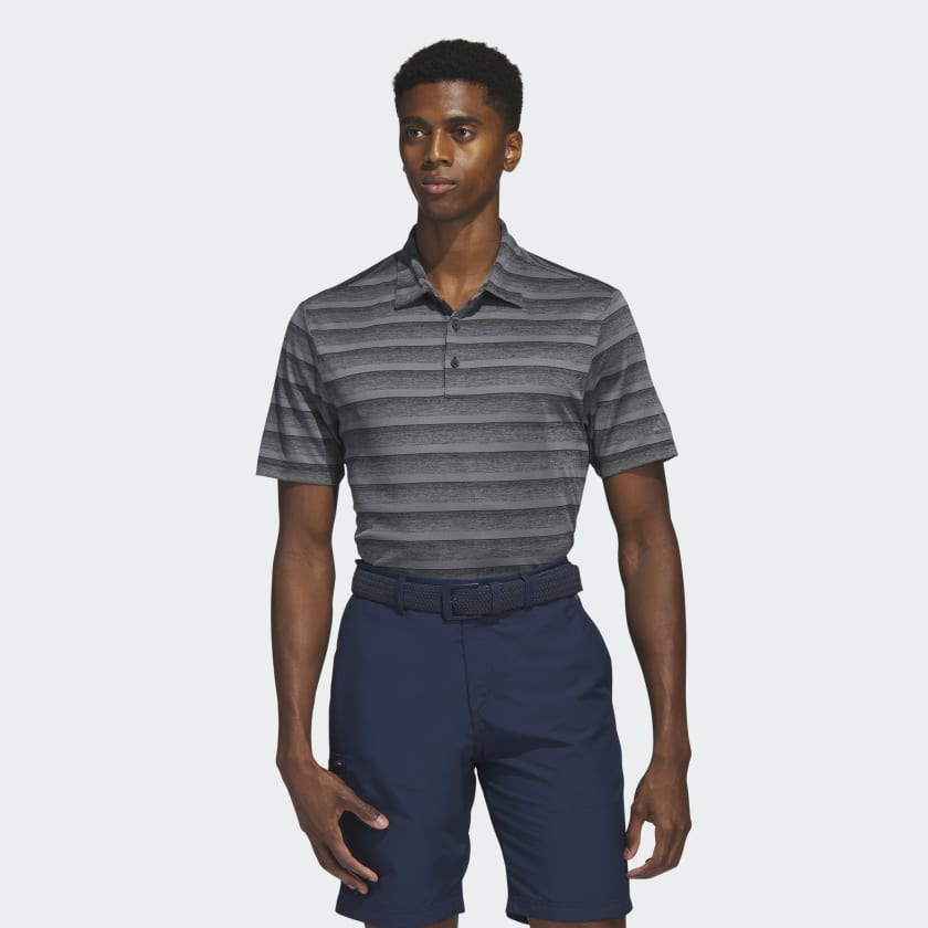 adidas Two-Color Striped Golf Polo Shirt - Black | adidas UK