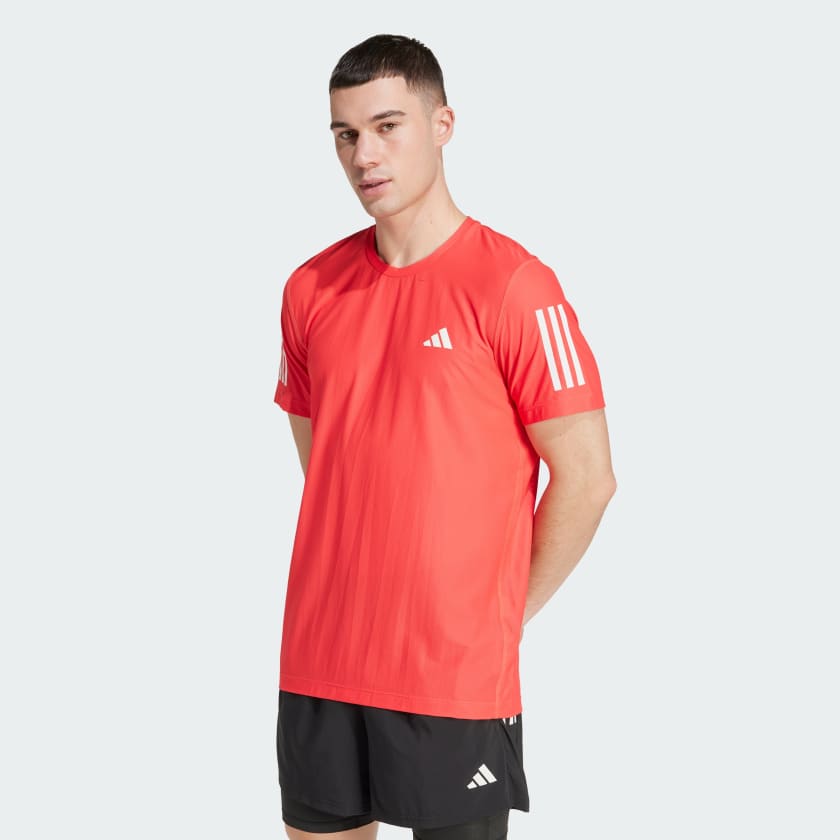adidas Own the Run Tee - Red | Free Shipping with adiClub