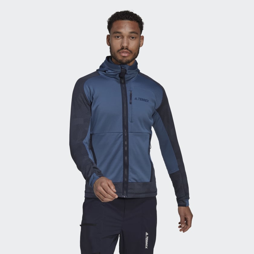 adidas TERREX Tech Fleece Hooded Hiking Fleece Jacket - Blue | Men's Hiking  | adidas US