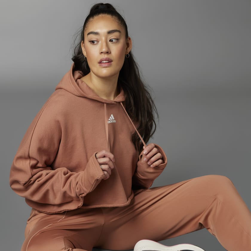 adidas Collective Power Cropped Hoodie (Plus - Brown | Women's Lifestyle | adidas US
