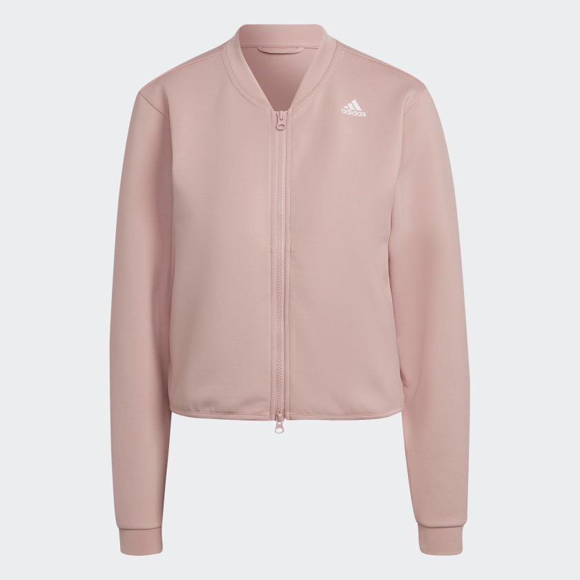 Adidas pink cropped bomber jacket online