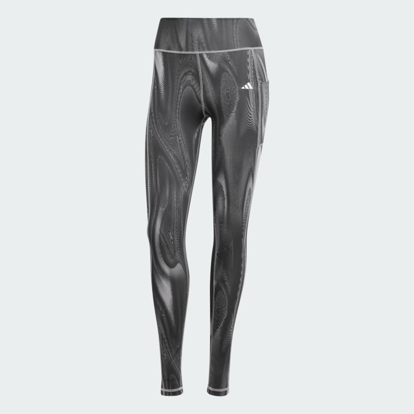 Leggings Optime Full Length Print Grigio IW9991 01 laydown