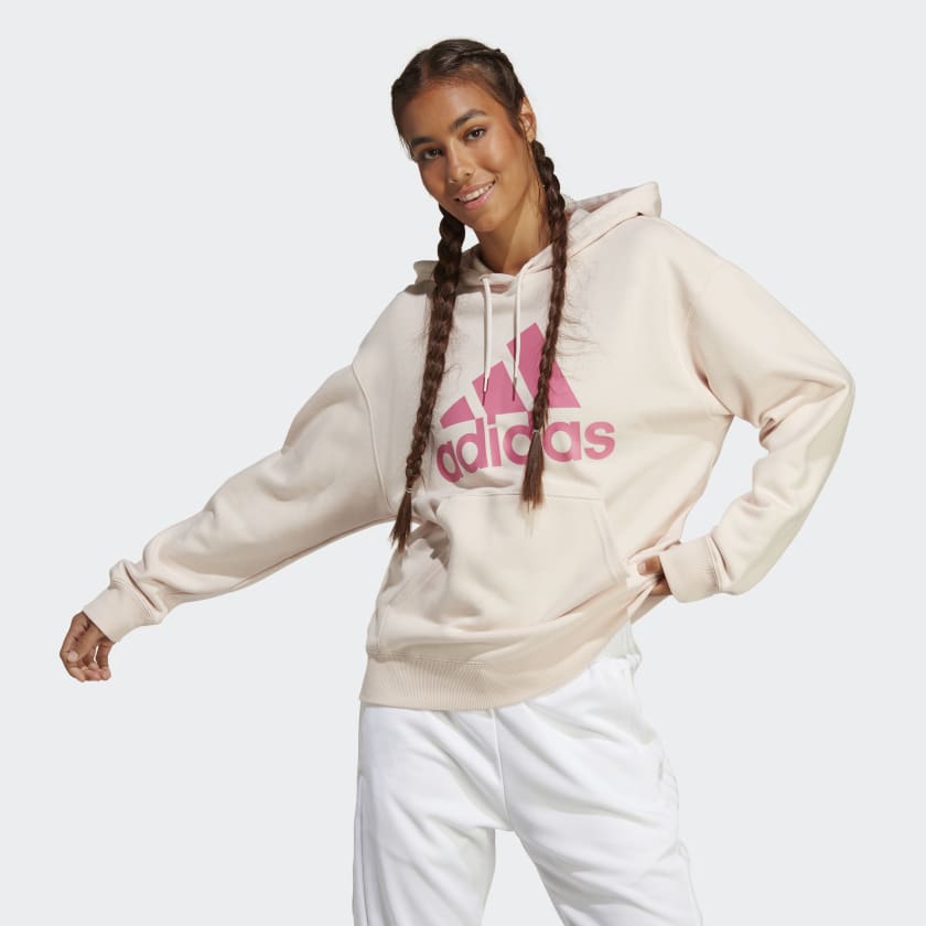 adidas Essentials Big Logo Lifestyle French Women\'s Hoodie | | adidas Oversized Terry Pink US 