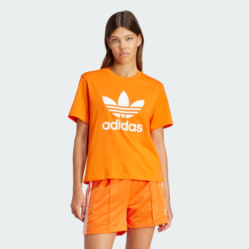 adidas Adicolor Trefoil Boxy Tee - Orange | Women's Lifestyle | adidas US