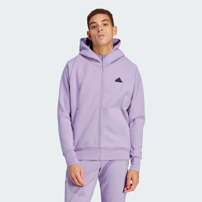 adidas Z.N.E. Winterized Full-Zip Hooded Track Jacket - Purple 