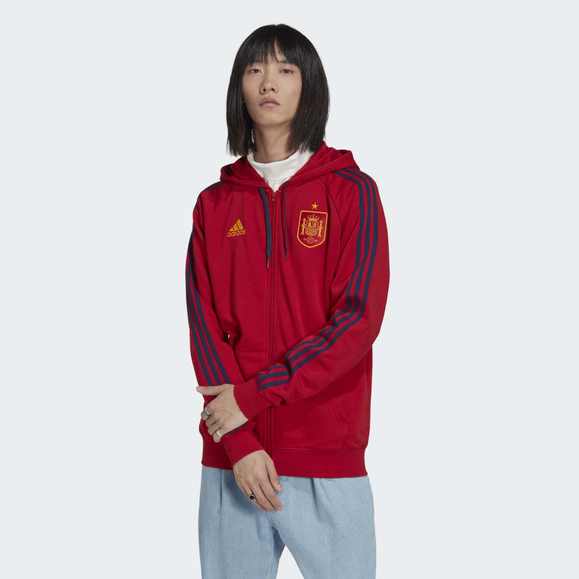 adidas Spain 3-Stripes Full-Zip Hoodie Red | Men's Soccer | adidas US